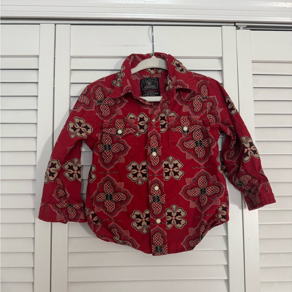Lucky Brand Rodeo Western Pearl Snap Button Down Shirt for Baby Sz 12-18 Months